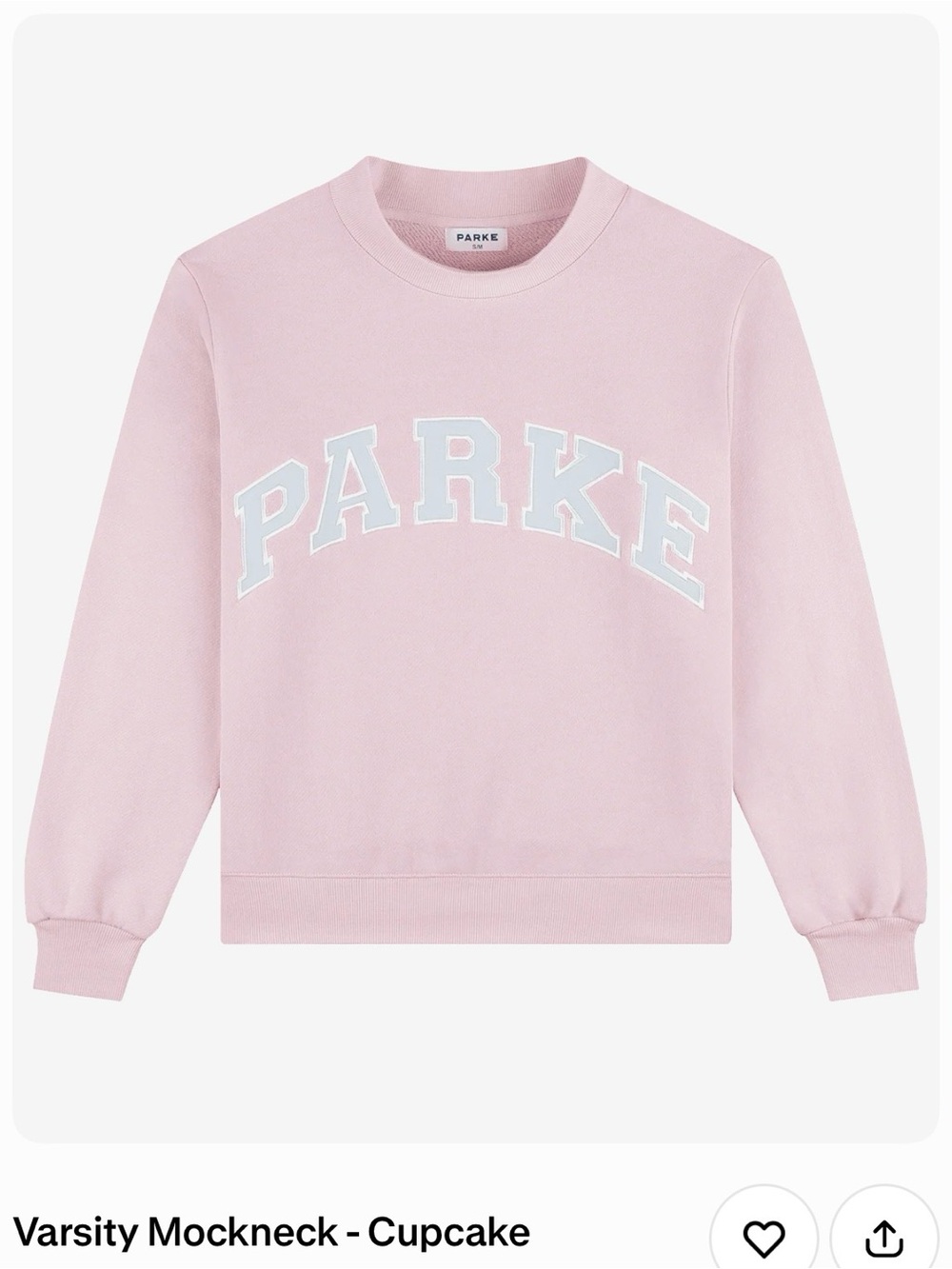 PARKE Varsity Mockneck Sweatshirt - Cupcake Pink XXL.